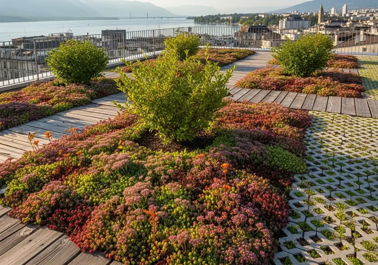 Toit végétalisé par VertiGens Paysage à Genève